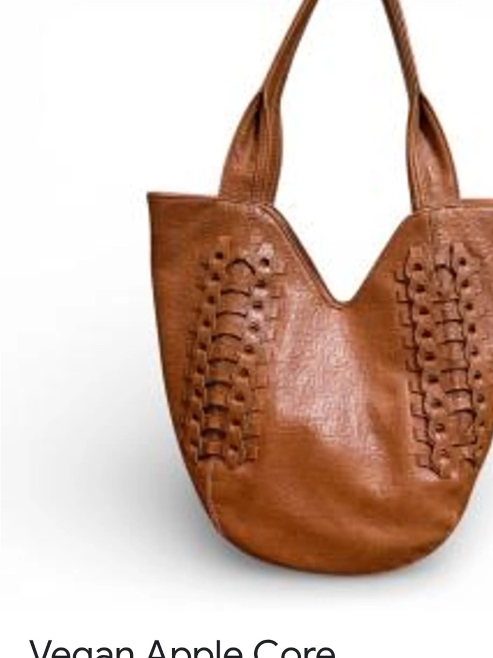 Anthropologie Cognac Woven-Detail Vegan Tote